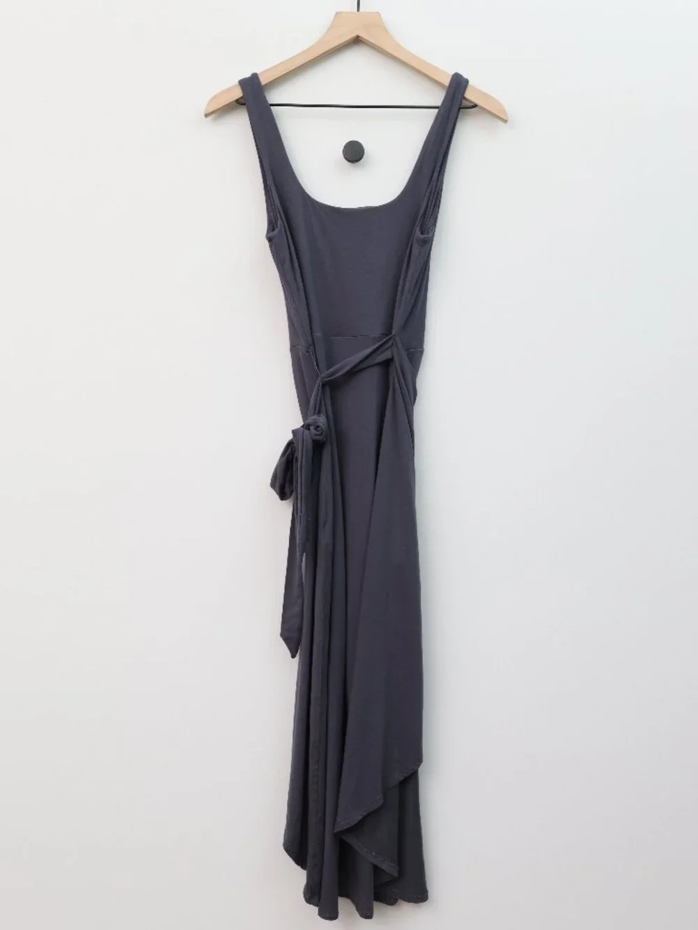 Quince Tencel Jersey Side Tie Midi Dress Carbon Grey Medium - Picture 3 of 4